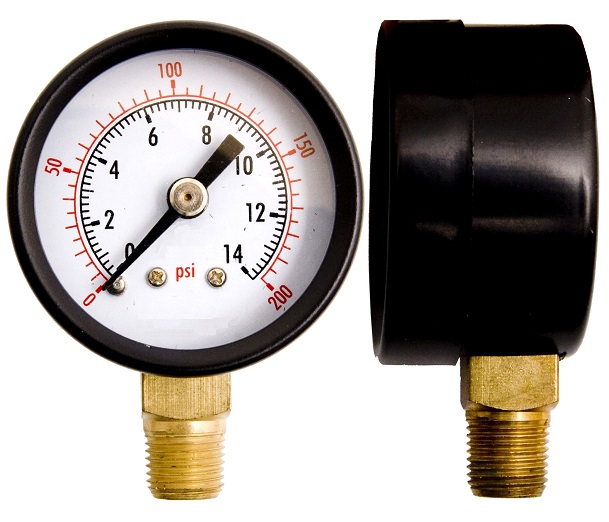 Model J8 Gauge - 1/4" NPT Standard Bottom Connection Black Enameled Steel Case - Non Fillable